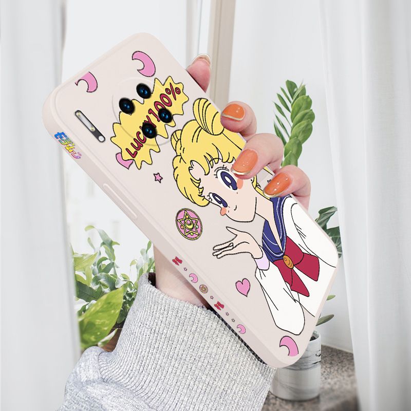 AMORVOR for Huawei Mate30 Pro Back Cover Anime Super Sailor Moon Side design Soft Case Liquid Silicone Phone Cases