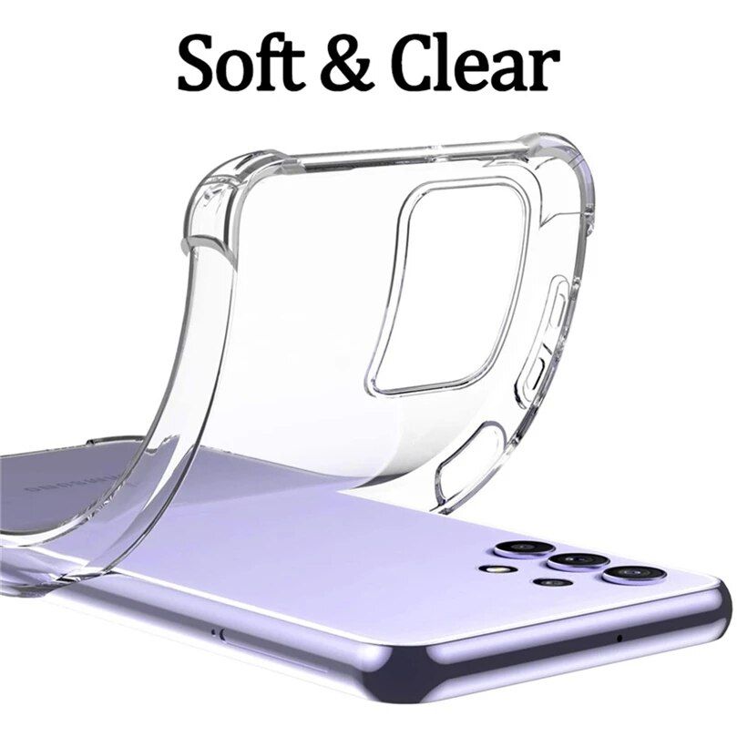 Transparent Case For Samsung Galaxy A12 A32 A52 A72 A42 A02 Shockproof Phone Case A51 A71 A02S a12 a52 Silicone Case Back Cover