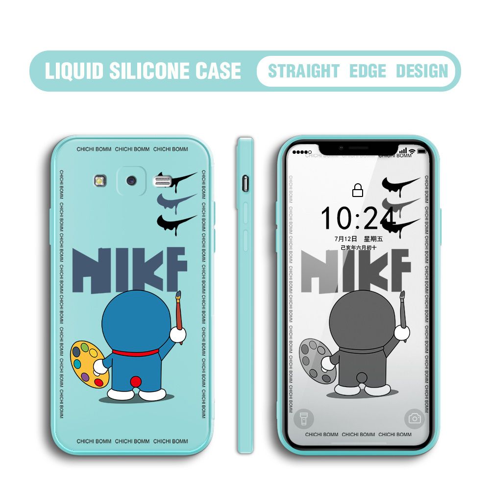 BILI for Samsung Galaxy J7 2015 / J7 Core Back Cover Cartoon Clown Multicolor Liquid Silicone Phone Case Soft Square Lens Protection Phone Cases