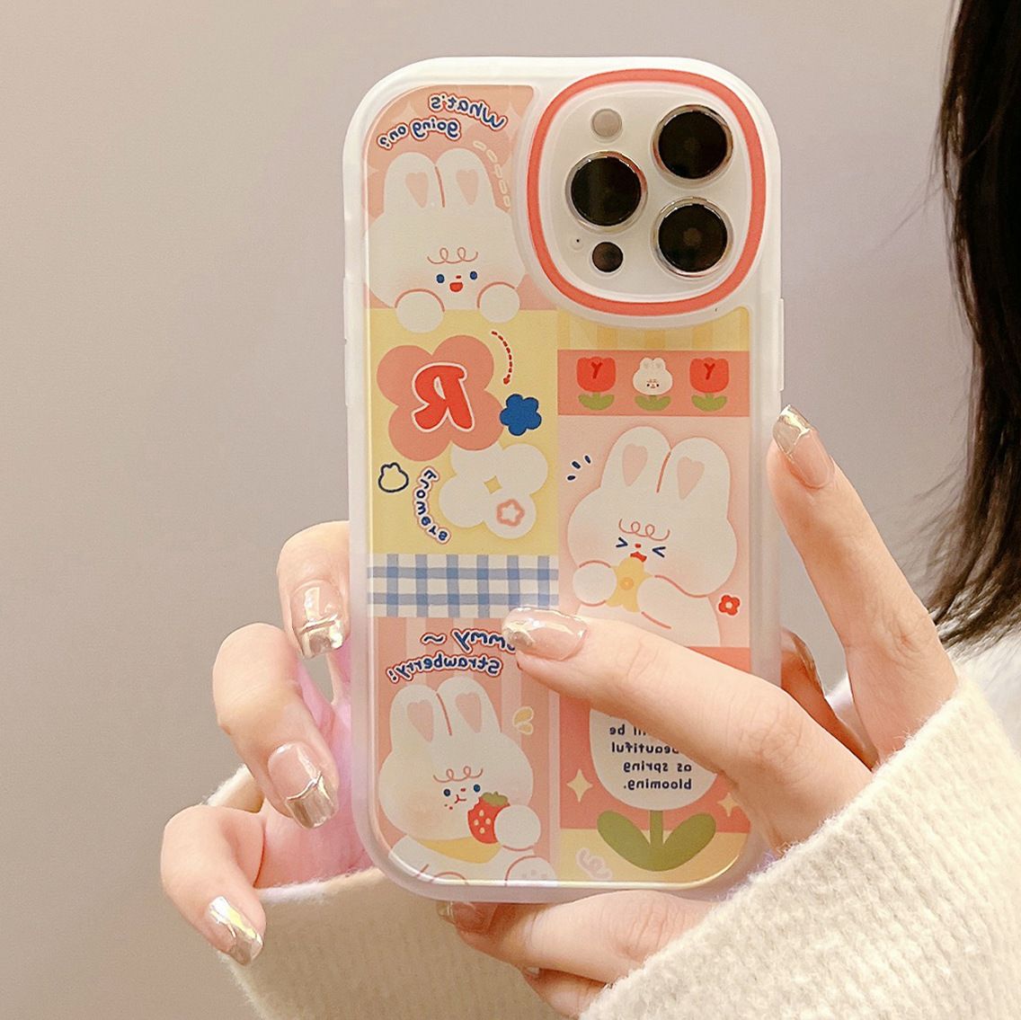 Soft Silicone Cover Cute Rabbit Pattern Mobile Phone Protective Case