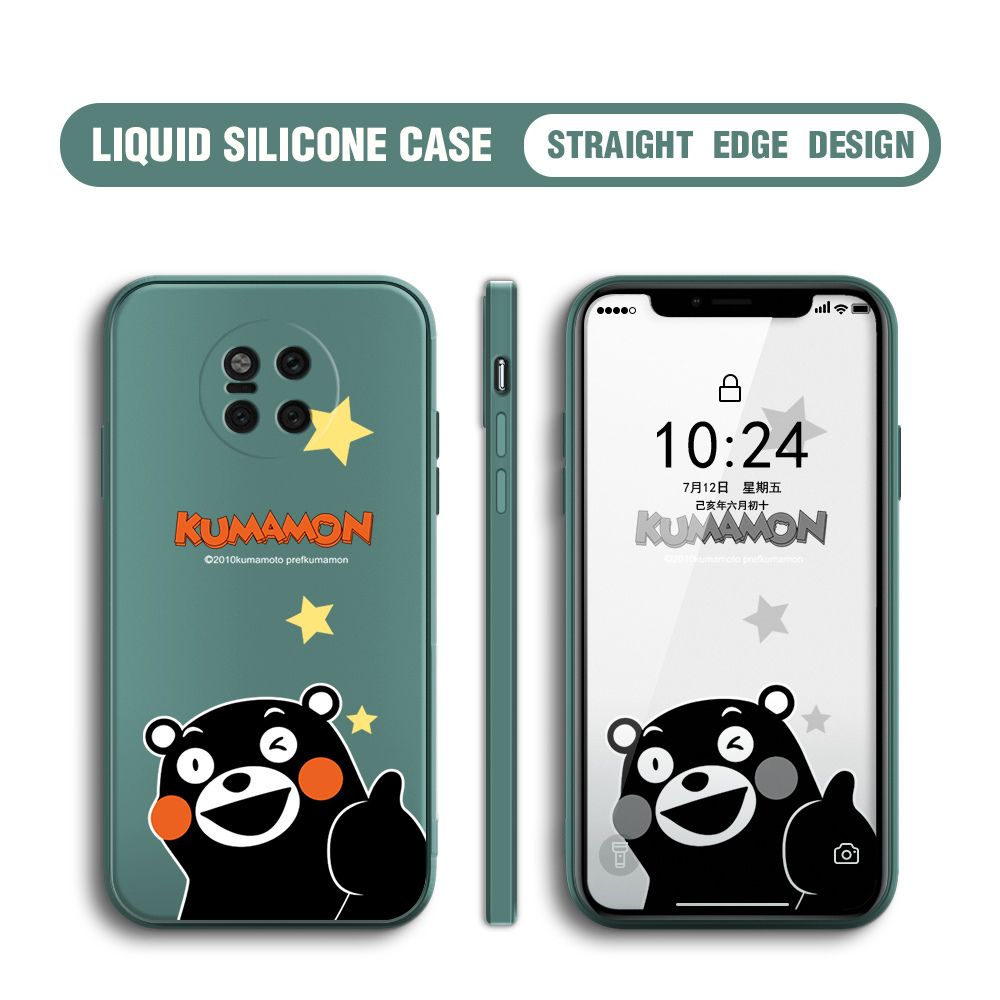 BILI for Huawei Mate 20 Pro Back Cover Black Bear Multicolor Liquid Silicone Phone Case Soft Square Lens Protection Phone Cases