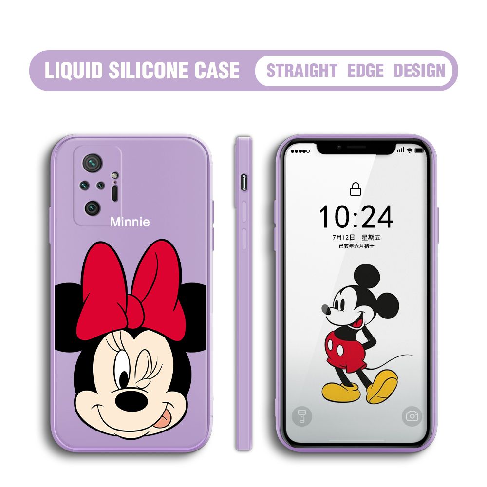 BILI for Redmi Note10 Pro / Redmi Note10 Pro Max Back Cover Big Head Minnie Multicolor Liquid Silicone Phone Case Soft Square Lens Protection Phone Cases