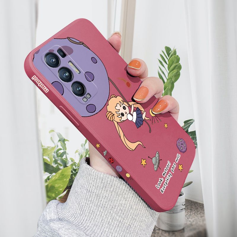 AMORVOR for OPPO Reno 5 Pro Plus 5G Back Cover Lovely Sailor Moon Side design Soft Case Liquid Silicone Phone Cases