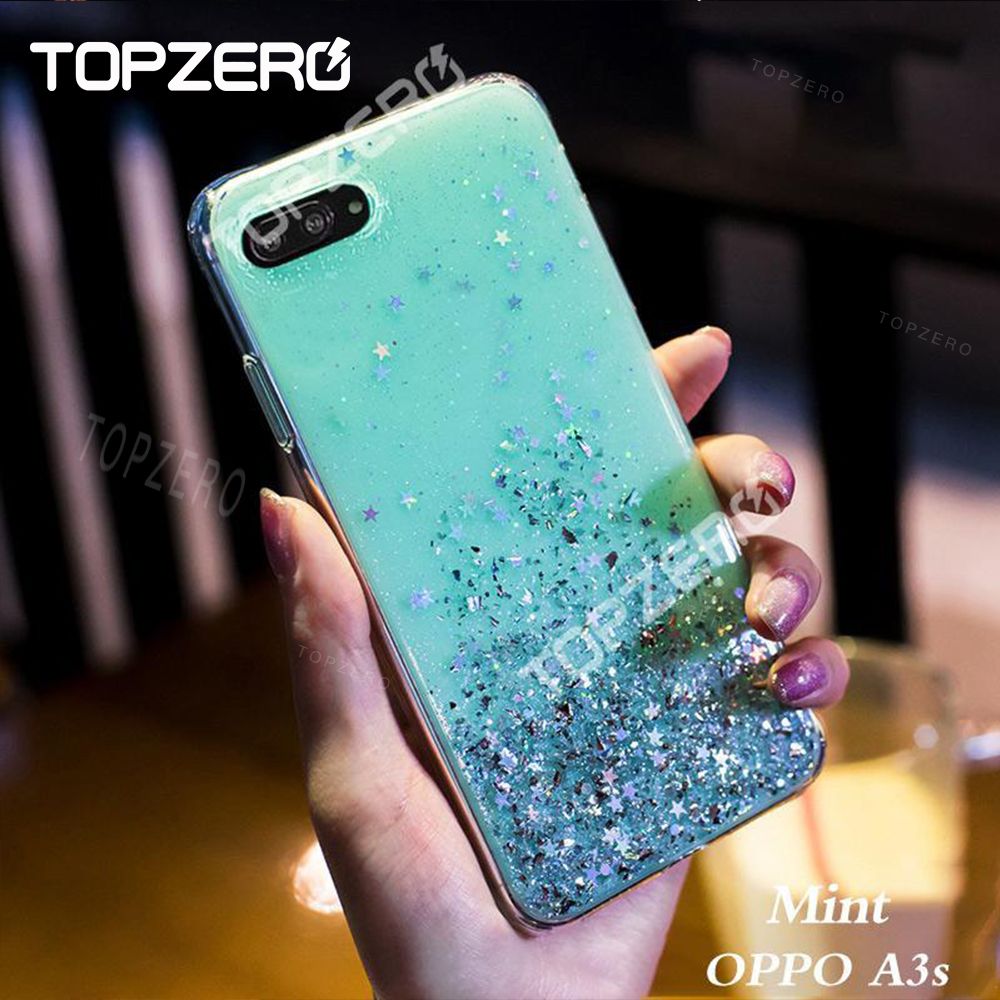 Luxury Bling Star Phone Cases For OPPO A3S Soft Silicone Glitter Cover Case Coque