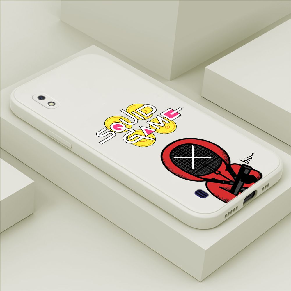 ZeroQiQi for Samsung Galaxy A10 Case Fashion Cartoon Electric Baton Judge Role Phone CoverSquare Liquid Silicone Trend Phone Case