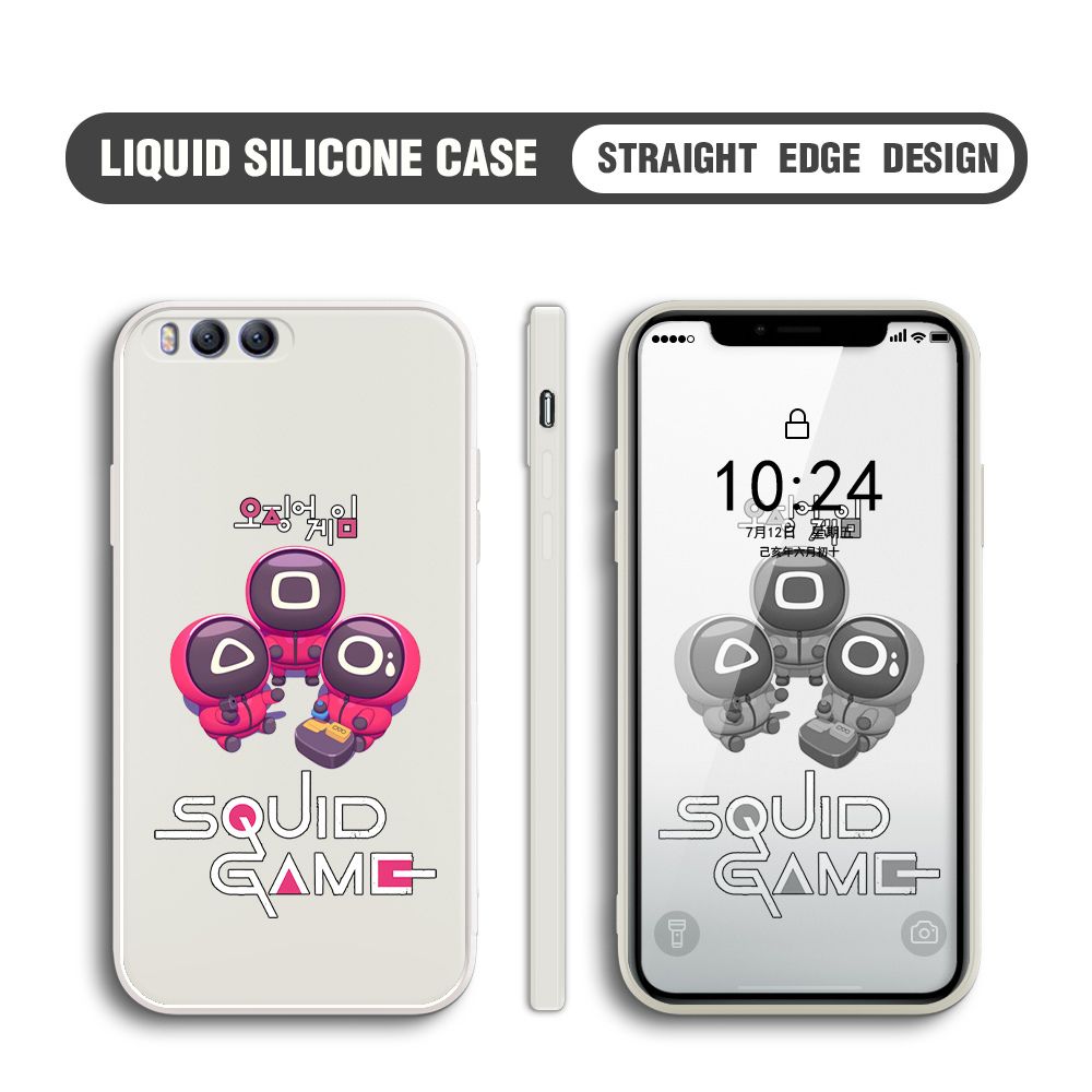 Jizetin for Xiaomi Mi 6 Case Cute Cartoon Cute Squid Character Phone Cover Square Liquid Silicone Shockproof Phone Protective Case