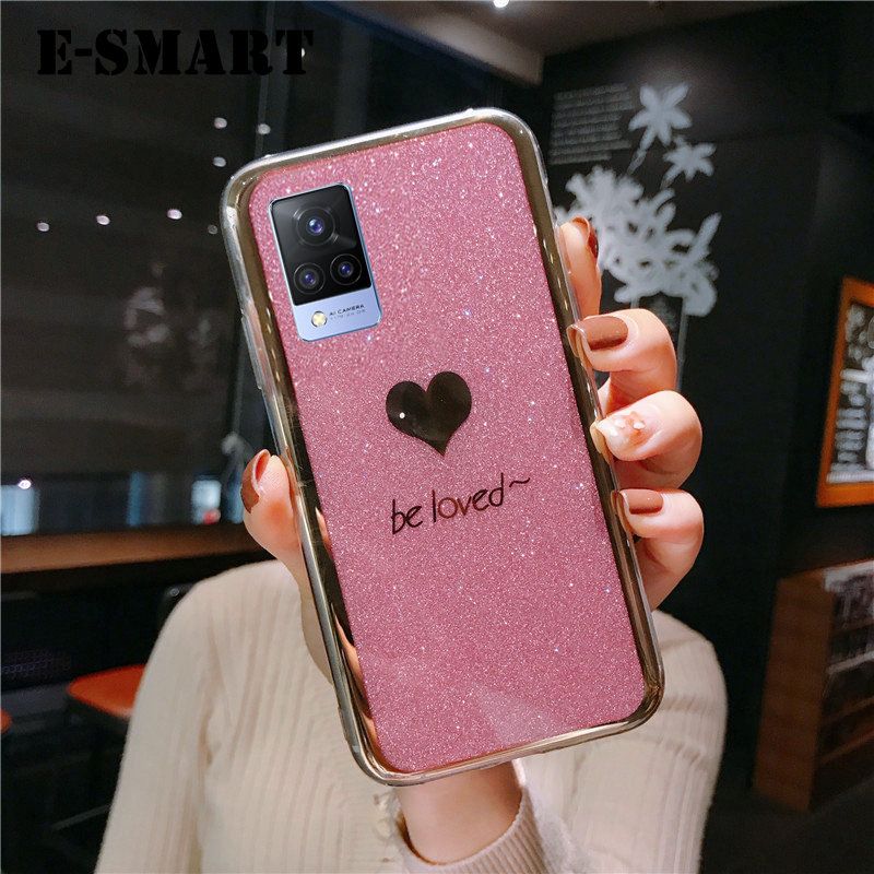 Phone Case Vivo V20 Back Fashion Couple Cases Bling Gold Glitter Be Loved Soft Silicone Protector Cover Vivo V20 case