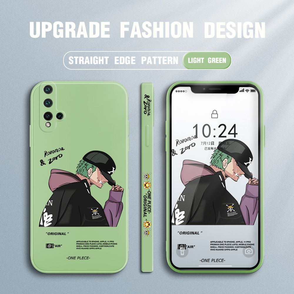 Jizetin for Huawei Nova 5 Case Anime One Piece Roronoa Zoro Side Design Phone Case Ultra Soft Edge Pattern Liquid Silicone Phone Cases
