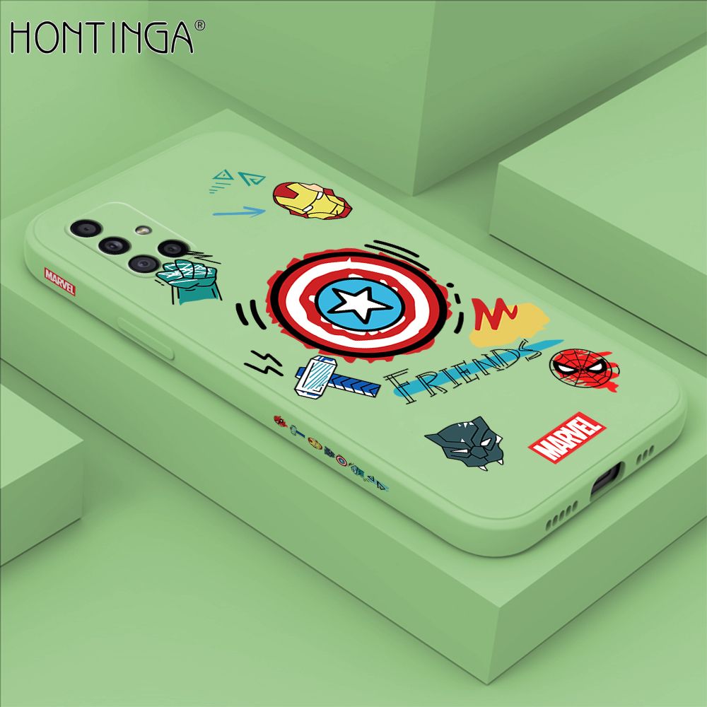 Hontinga for Samsung A71 Case Side Design Trendy Cartoon Sign Back Cover Soft Square Edge Pattern Liquid Silicone Phone Cases