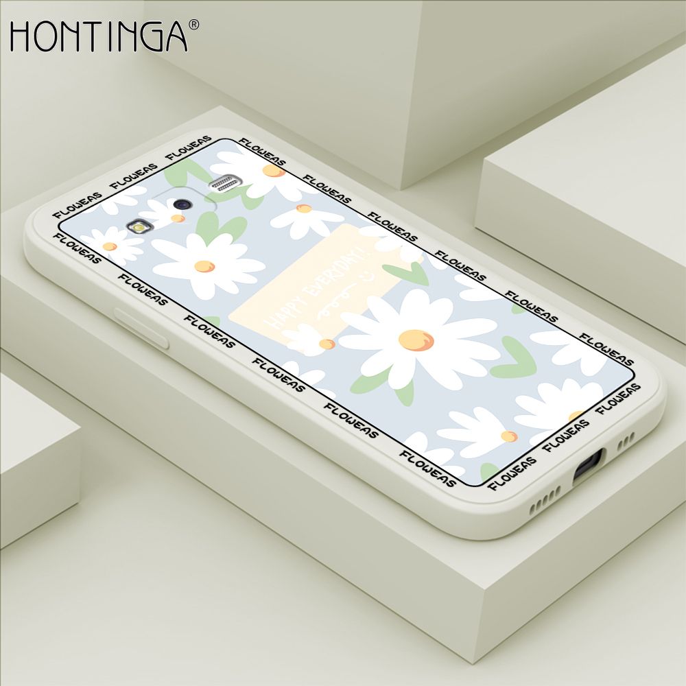 Hontinga for Samsung Galaxy J7 2015 / J7 Core Case Beautiful Daisy Flower Phone Case Phone Case Soft Square Edge Silicone Cases Full Lens Cover Shockproof Protection Cover