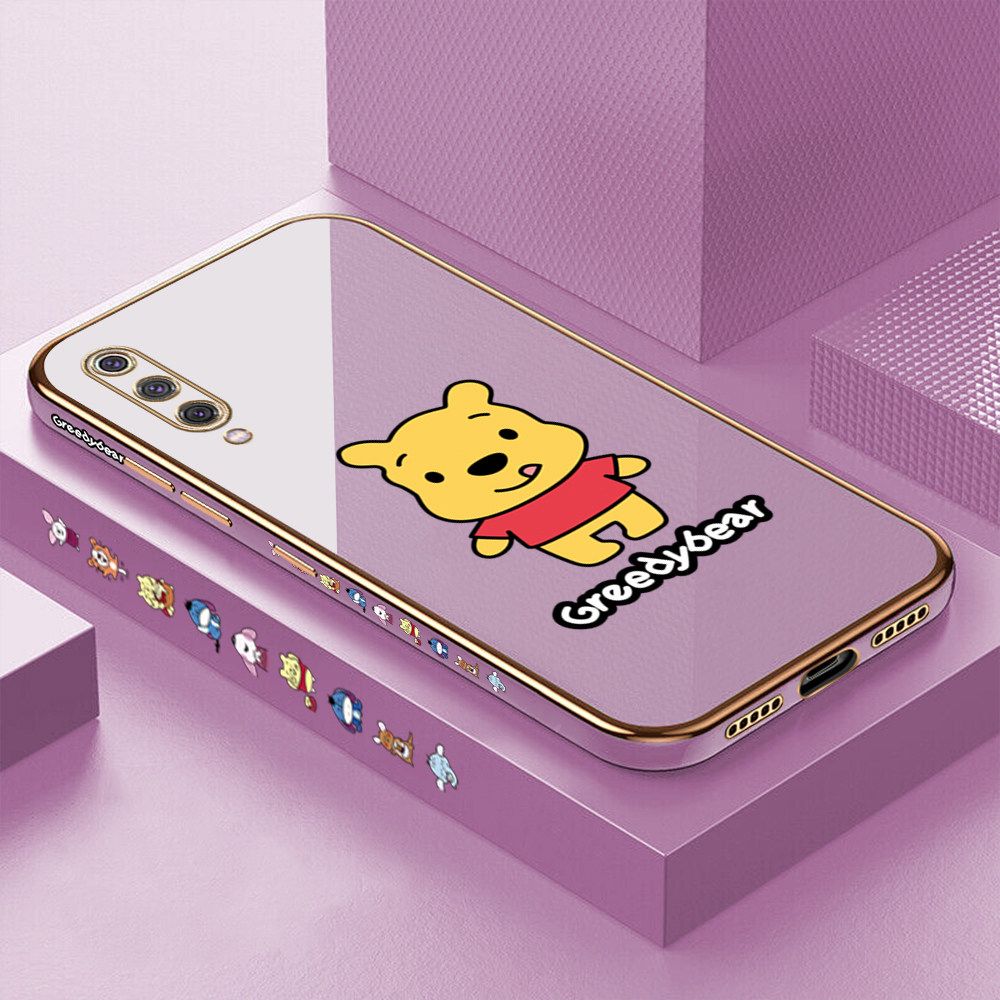 Luxury 6D Plating Case for Xiaomi 9 Squirming Little Sweet Bear Side Pattern Back Cover Soft Silicone Square Frame Shiny Bling Phone Cases + Free Lanyard