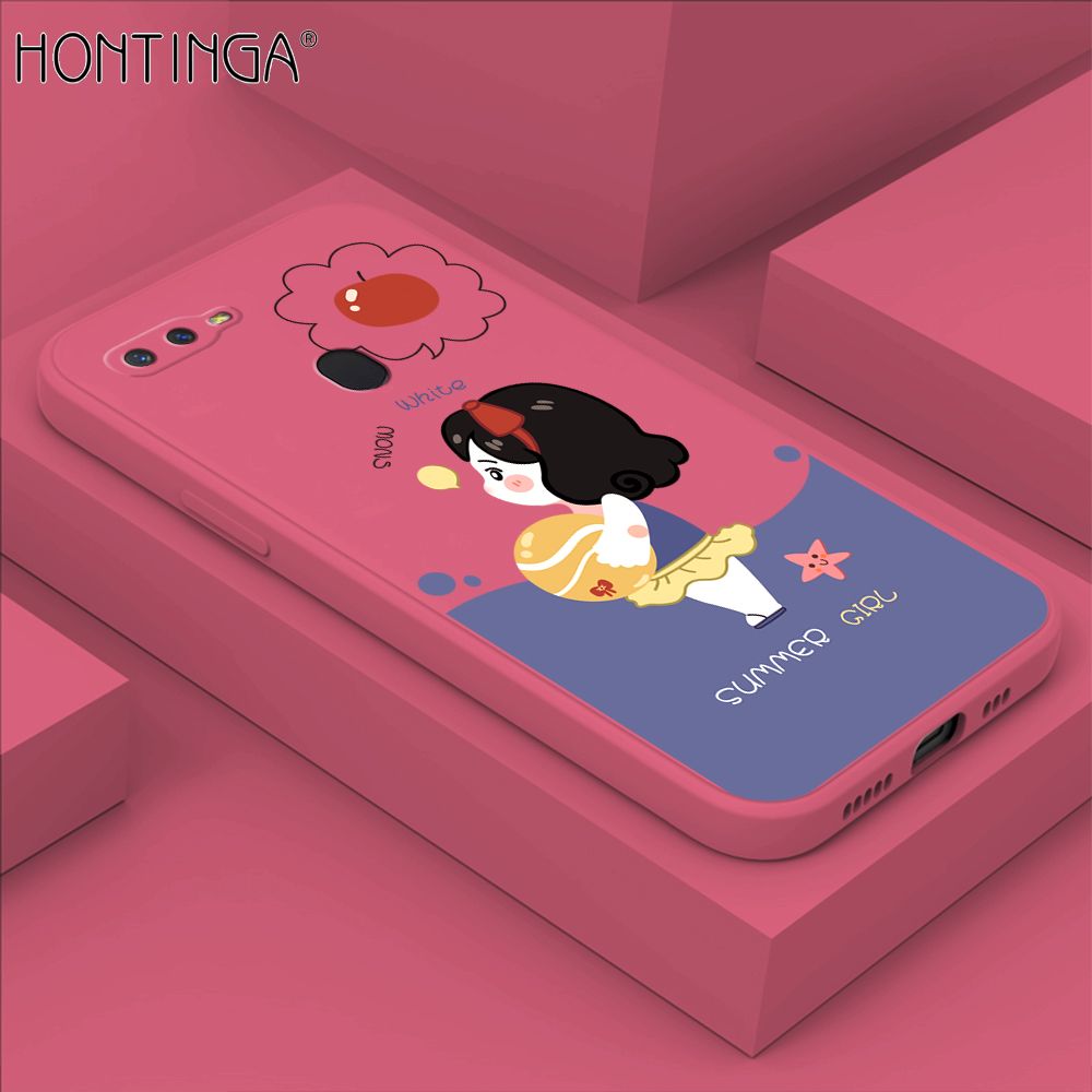 Hontinga for OPPO F9 / F9 Pro / Realme 2 Pro / U1 Case Cute Cartoon Girl Phone Case Phone Case Soft Square Edge Silicone Cases Full Lens Cover Shockproof Protection Cover