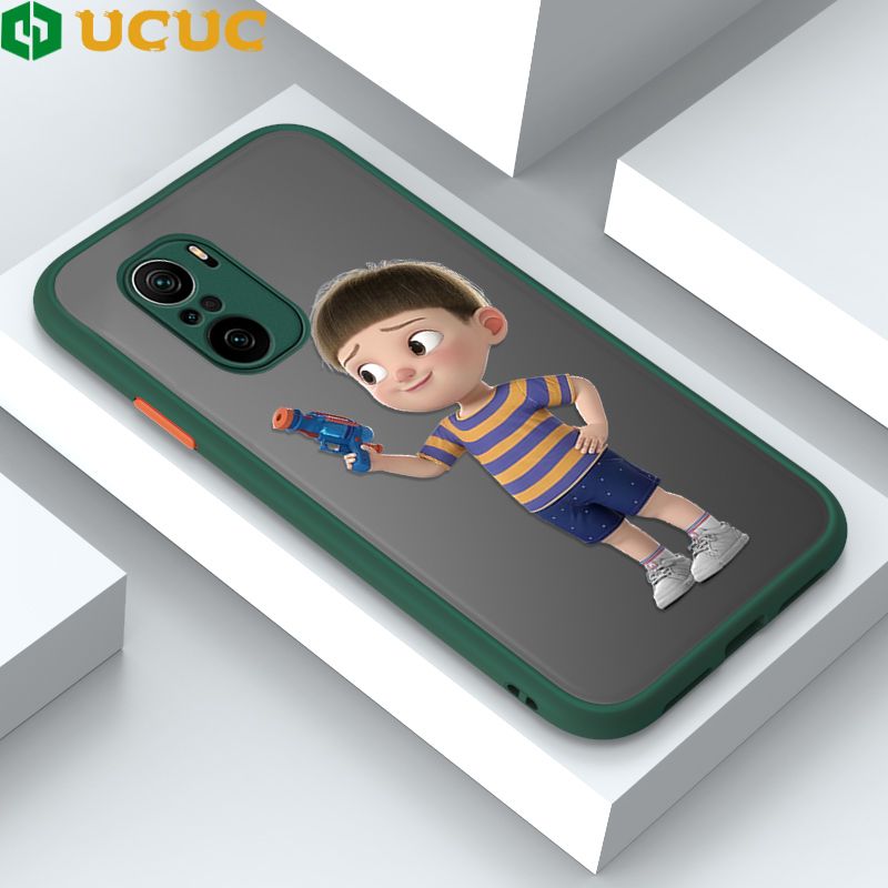 UCUC for Redmi K40 Pro / Redmi K40 / Xiaomi Poco F3 Back Cover Naughty Little boy Frosted Transparent Hard Phone Case Thin Shockproof Full Cover Camera Protect Case