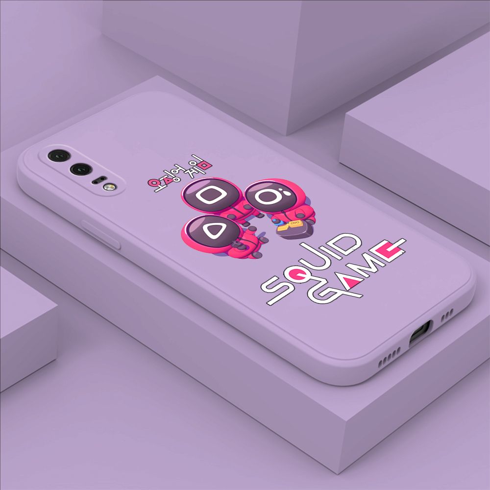 ZeroQiQi for Huawei P20 Case Cute Cartoon Cute Squid Character Phone Cover Square Liquid Silicone Shockproof Phone Protective Case