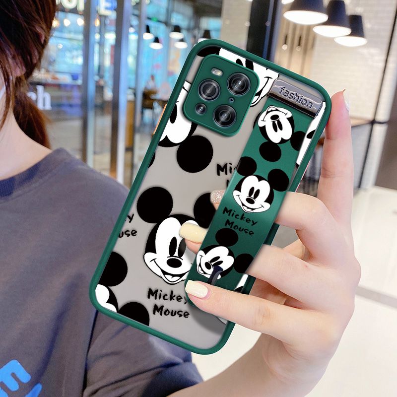 UCUC for OPPO Find X3 5G Wrist Strap Case Cute Mouse Avatar Wristband Printing Cover Shockproof Ultra Thin Phone Case