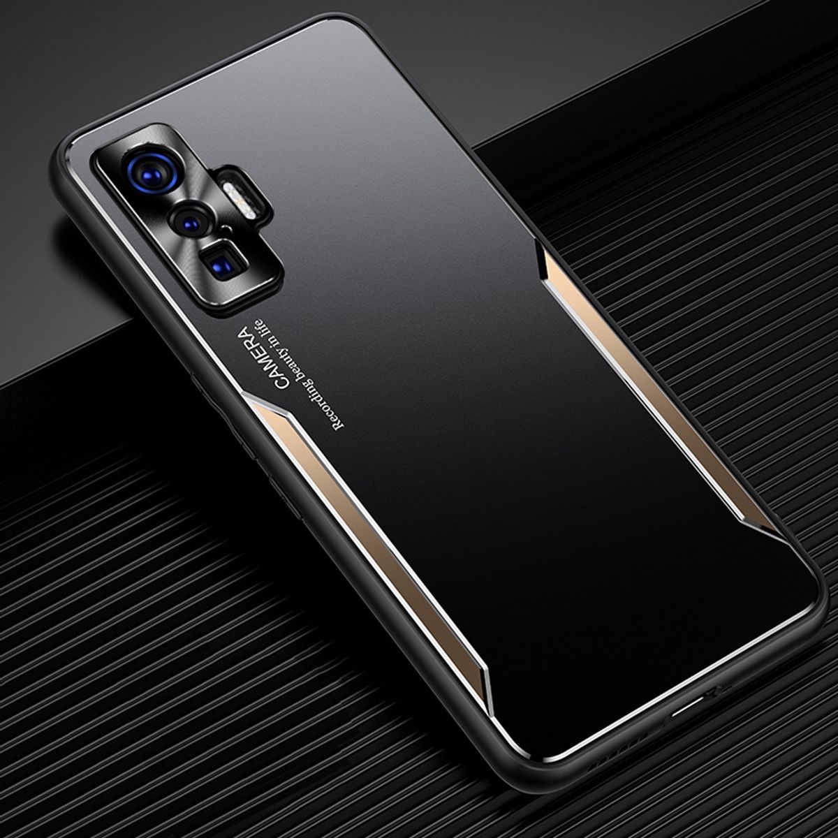 For Vivo iQOO 5 Pro 5G Electroplated Metal Back Panel Soft TPU Bumper Double Shockproof Protective Cover Compatible case
