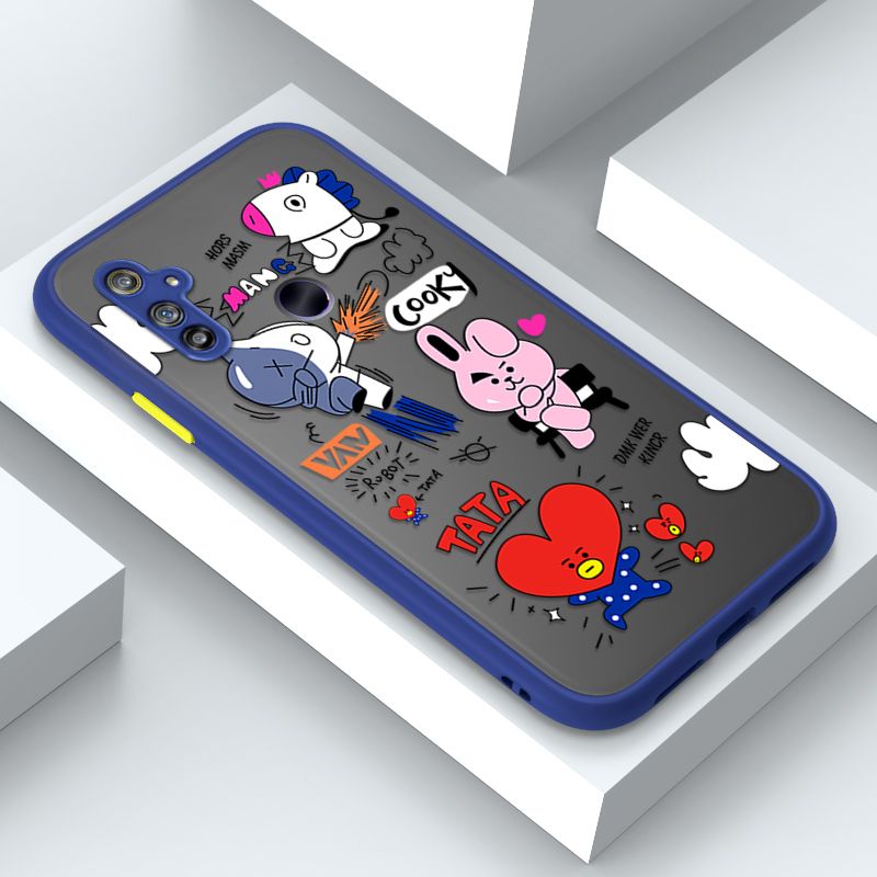 Jizetin for Realme C3 Cover BTS Animation Image Soft Edge Frosted Transparent Phone Case