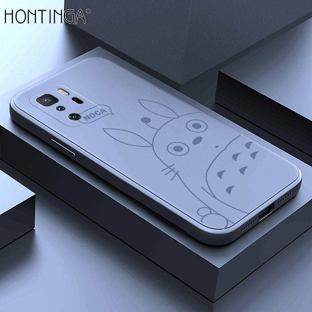 Hontinga for Xiaomi Poco X3 GT Case Cartoon Cute Totoro Pattern Back Cover Soft Square Edge Liquid Silicone Phone Cases