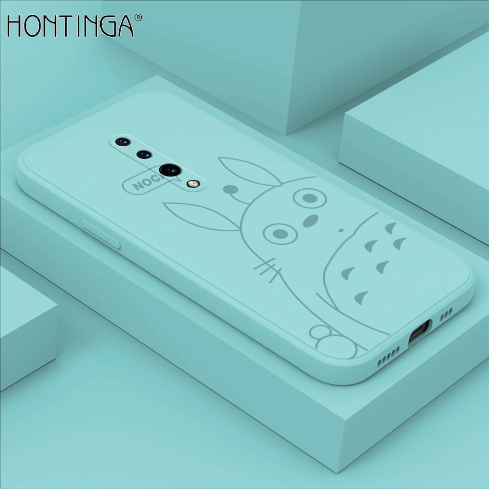 Hontinga for OnePlus 7 Pro Case Cartoon Cute Totoro Pattern Back Cover Soft Square Edge Liquid Silicone Phone Cases