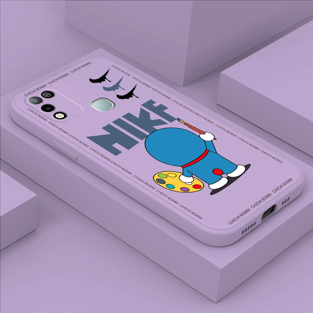 Hontinga for Infinix Hot 10 Play Case Fashion Cat Phone Case Phone Case Soft Square Edge Silicone Cases Full Lens Cover Shockproof Protection Cover