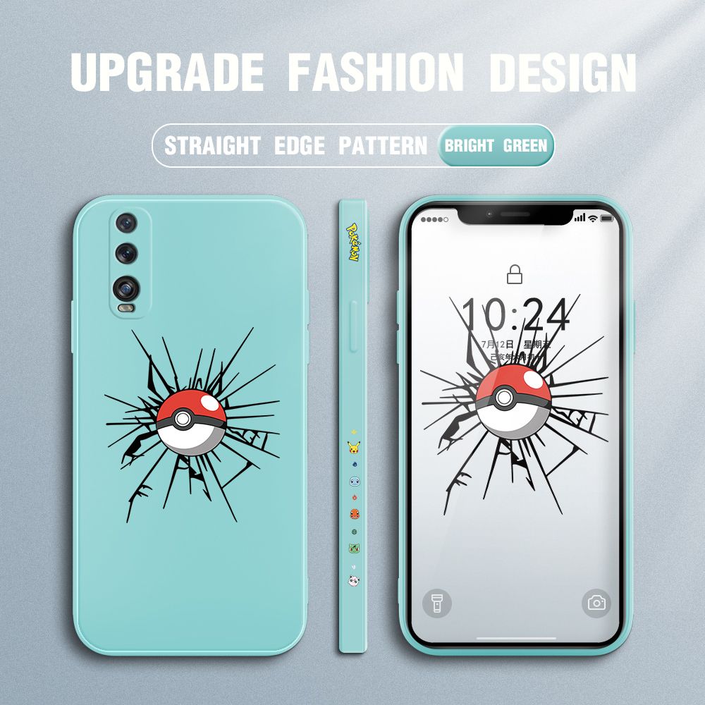 Jizetin for OPPO Find X2 Case Cartoon Pokémon Pocket Monster Design Side Design Phone Case Square Edge Pattern Liquid Silicone Cases Full Cover Camera Shockproof Protective Case