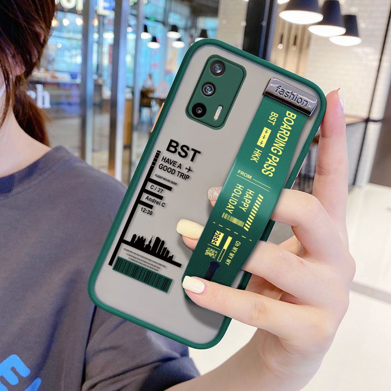 UCUC for Realme GT 5G Wrist Strap Case Creative Printing City Landscape Wristband Printing Cover Shockproof Frosted Phone Case