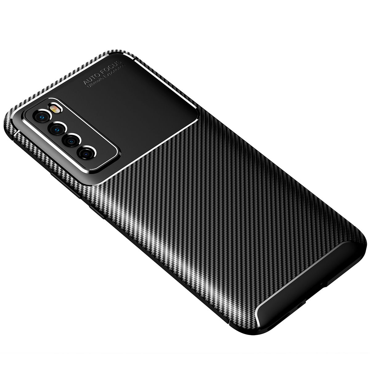 For Huawei Nova 7 Case Soft Back Cover Anti-knock TPU Bumper Carbon Fiber Phone Case