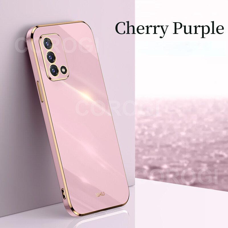 For OPPO A95 / OPPO F19 Cover Fashion Shiny Plating Square Bumper Slim Phone Case Soft TPU Silicone Shockproof Protective Back Cover