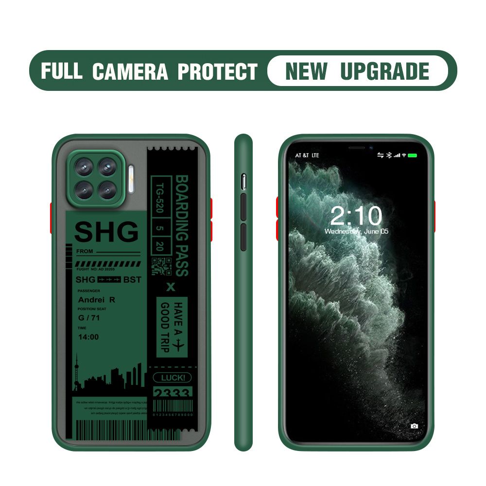 Hontinga for OPPO F17 Pro / A93 2020 / Reno4 F Case Cute Air Ticket City Scenery Camera Shockproof Protection Cases Edge Frosted Transparent Phone Cover
