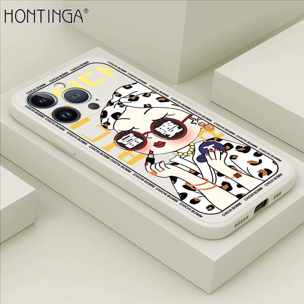 Hontinga for iPhone 13 Pro Max Case Fashion Sunglasses Rich Girl Phone Case Phone Case Soft Square Edge Silicone Cases Full Lens Cover Shockproof Protection Cover