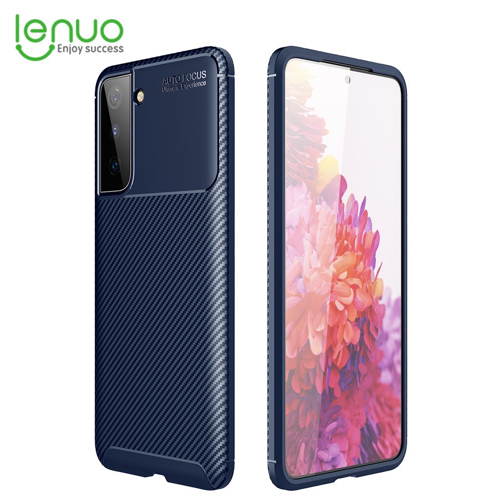 Lenuo for Samsung Galaxy S21 5G Case Silicone Matte Carbon Fiber Back Cover