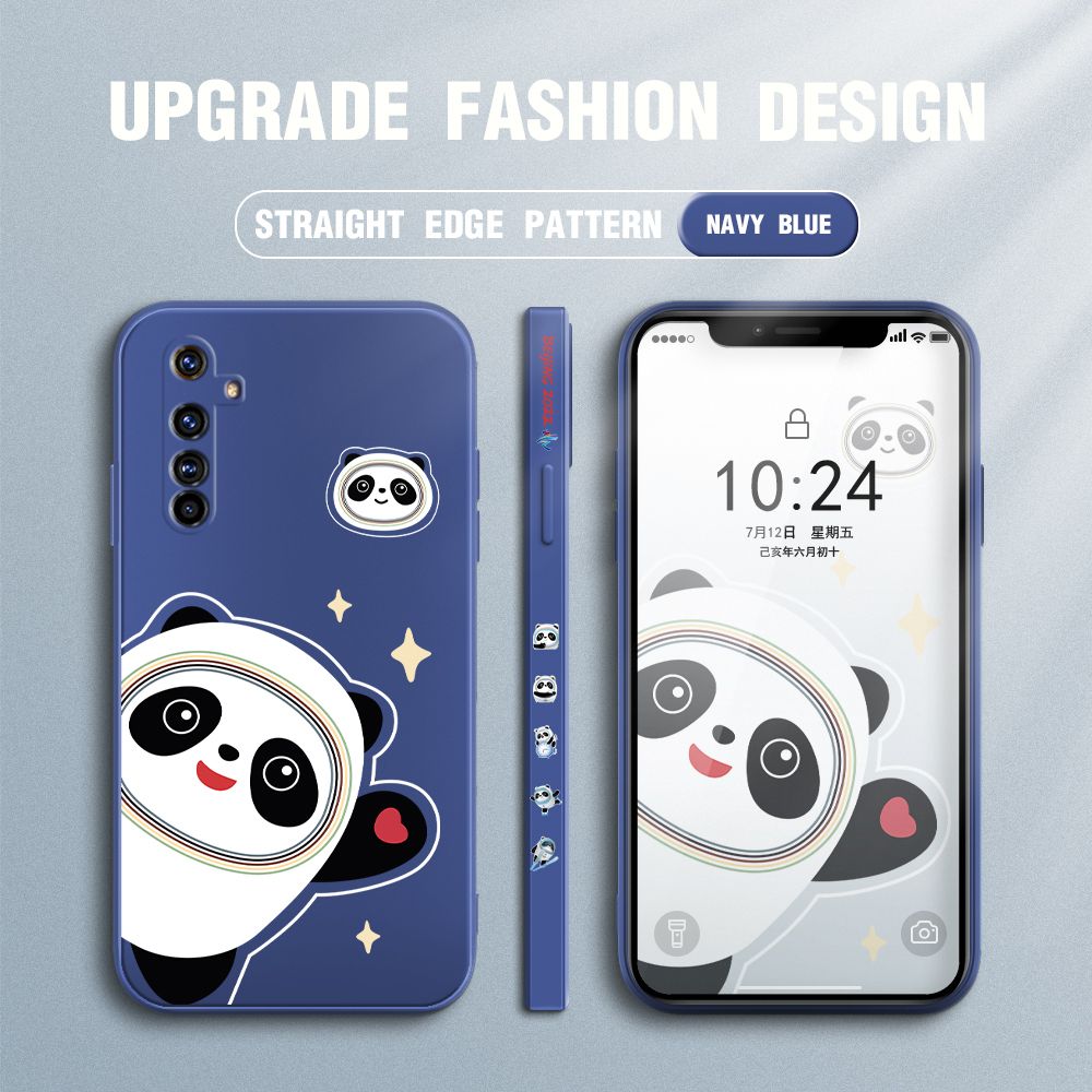 FHKL for Realme X50 Pro 5G Back Cover Bing Dwen Dwen Side design Soft Case Multicolor Liquid Silicone Phone Cases