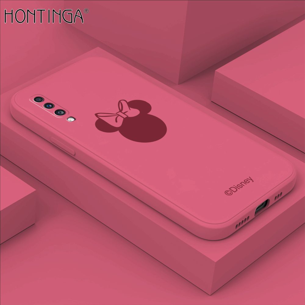 Hontinga for Samsung Galaxy A70 Case Cartoon Mouse Phone Case Soft Square Edge Silicone Cases Full Lens Cover Shockproof Protection Cover