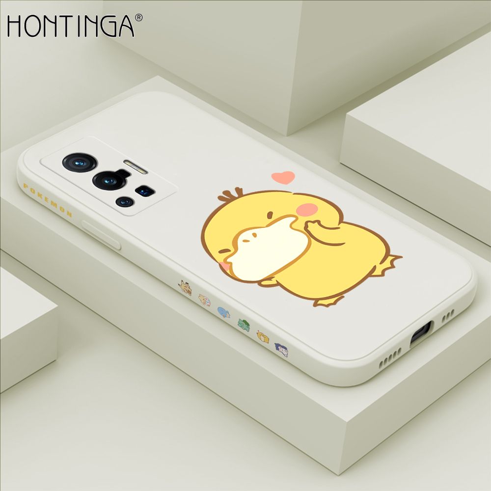 Hontinga for Vivo X70 Pro 5G Case Side Design Trendy Cartoon Sign Back Cover Soft Square Edge Pattern Liquid Silicone Phone Cases