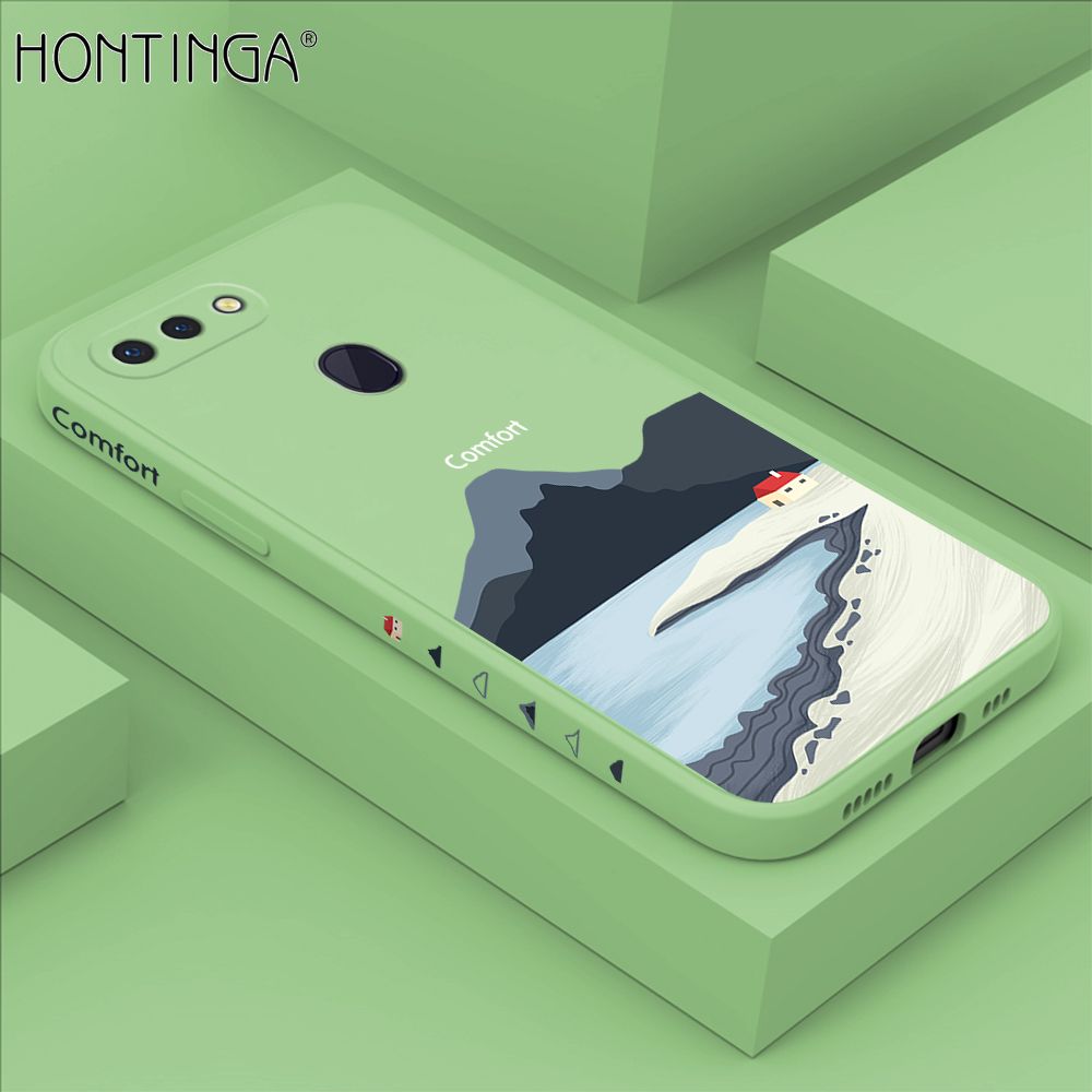 Hontinga for OPPO R15 Case Side Design New Mount Back Cover Soft Square Edge Pattern Liquid Silicone Trend Phone Cases