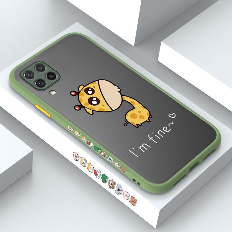 ZeroQiQi for Samsung A22 Case Cute Funny Giraffe Side Printing Cover Frosted Ultra Thin Protective Anti Fall Phone Case