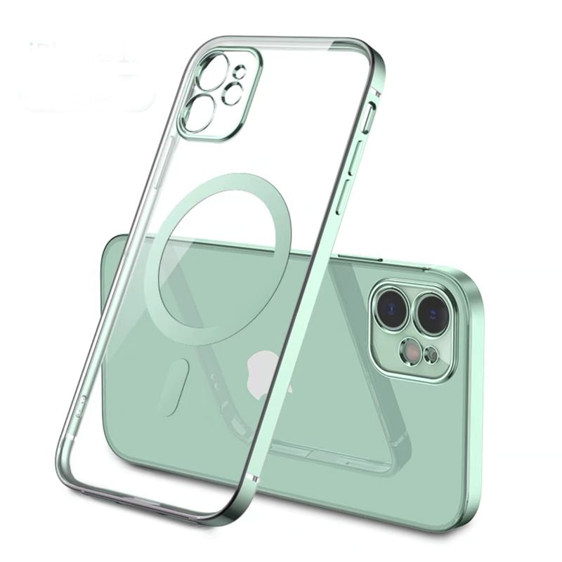 Transparent Soft Magsafing Silicone Magnet Case for iPhone 11 12 13 Pro Max X XS XR 7 8 Mini Wireless Charger Electroplate Cover