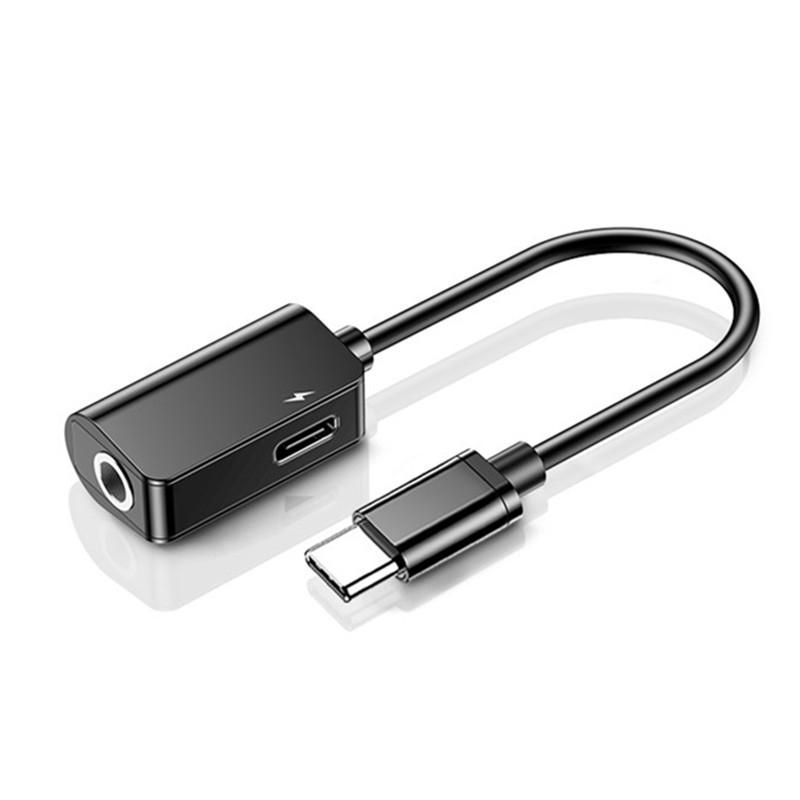 L40 - 2 in 1 Type-C to Type-C Splitter Aux-in Cable Adapter - Black