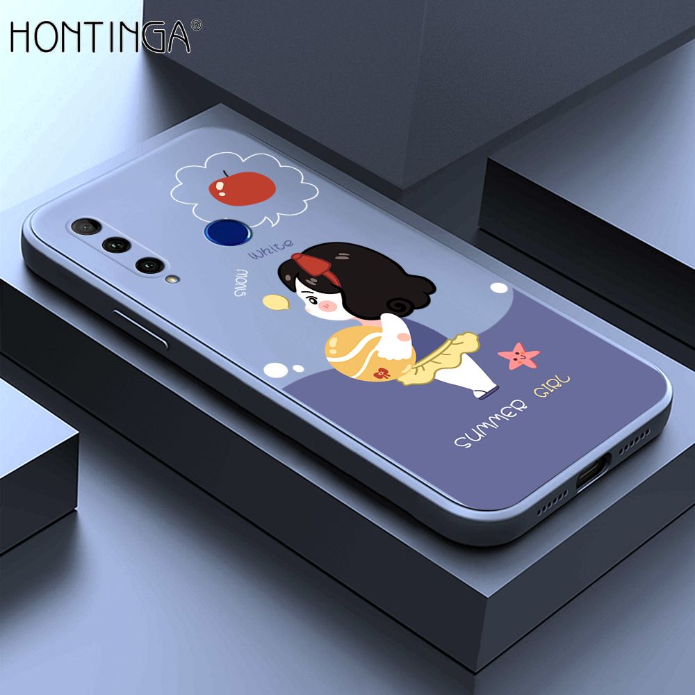 Hontinga for Honor 20 Lite Case Cute Cartoon Girl Phone Case Phone Case Soft Square Edge Silicone Cases Full Lens Cover Shockproof Protection Cover