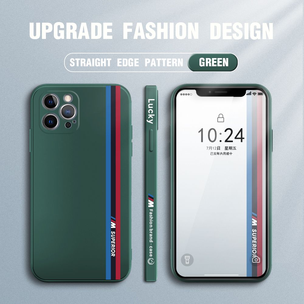 Jizetin for iPhone 12 Pro Back Cover Simple Graffiti Track Side Design Liquid Silicone Phone Case Soft Full Camera Protect Phone Cases