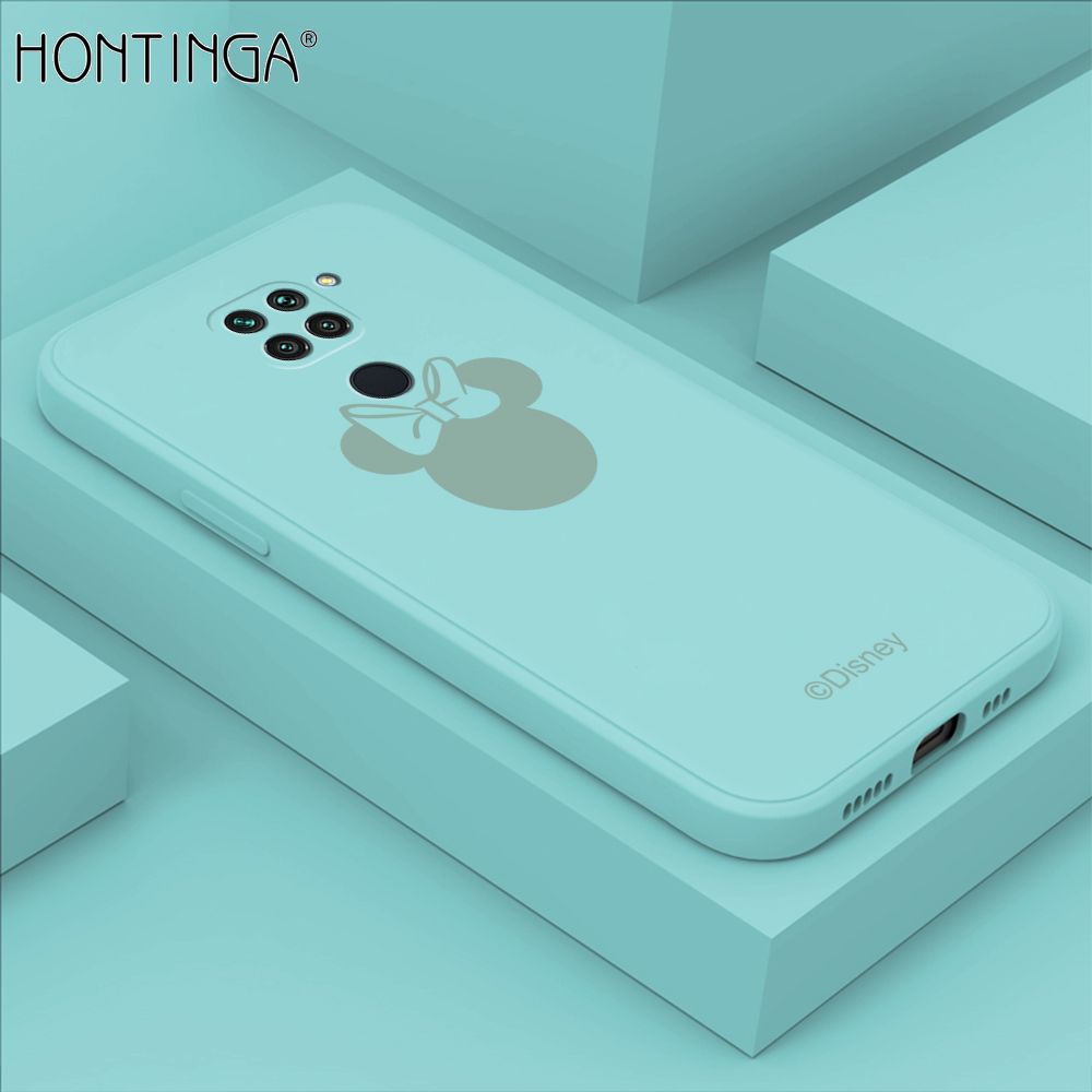 Hontinga for Xiaomi Redmi Note 9 Case Cartoon Mouse Phone Case Soft Square Edge Silicone Cases Full Lens Cover Shockproof Protection Cover