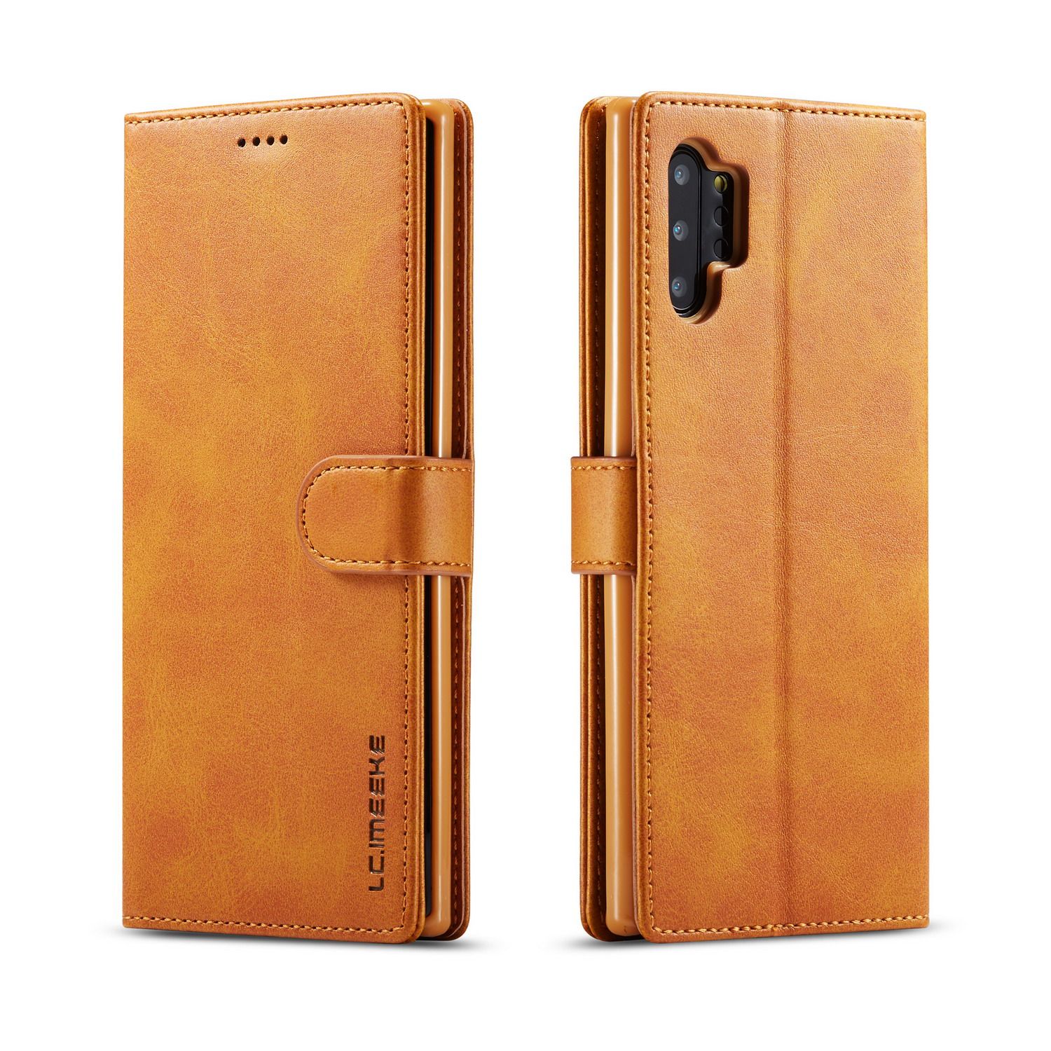 For Samsung Galaxy Note 10 Plus Phone Case PU Leather Magnetic Card Holder Case Shockproof TPU Inner Flip Stand Cover