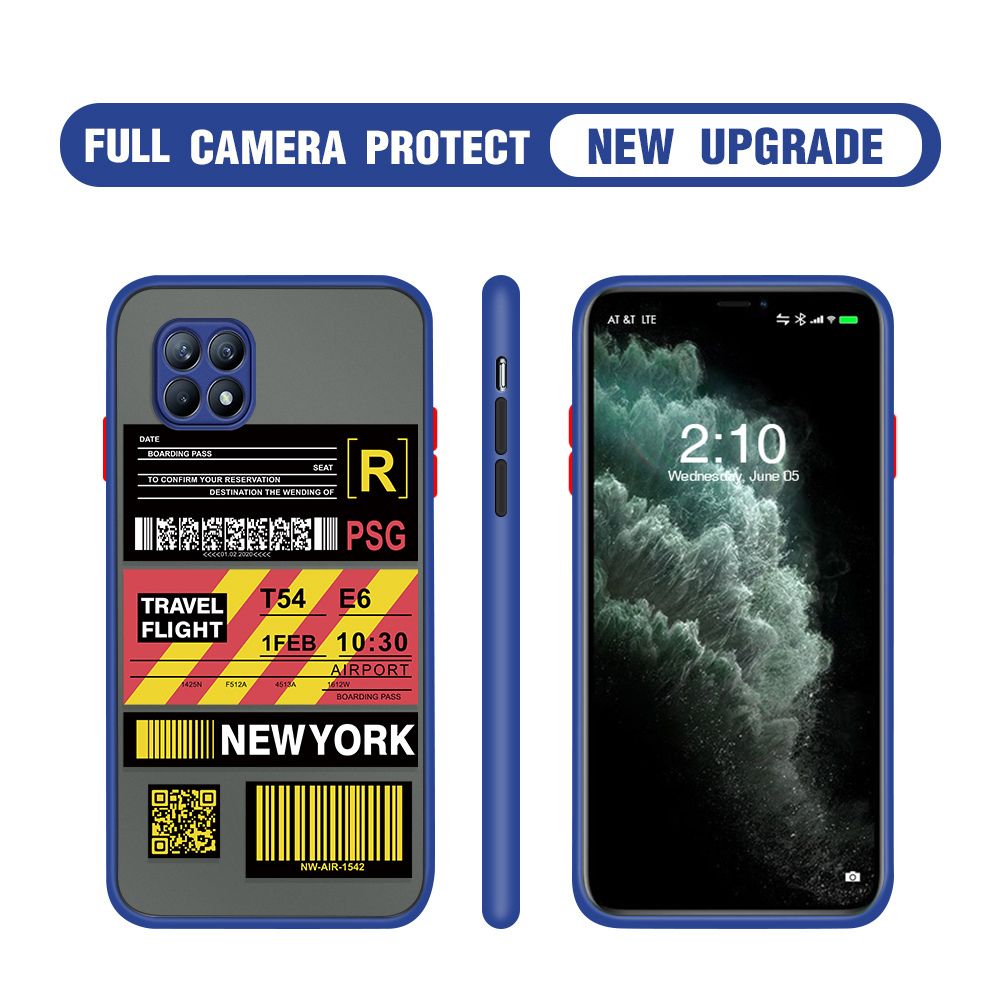 Hontinga for OPPO Reno 4 SE Case Creative Flight Ticket Cover Camera Shockproof Protection Case Edge Frosted Transparent Phone Cover