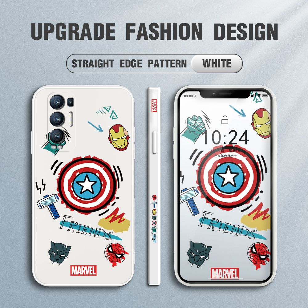 Jizetin for OPPO Reno 5 Pro Plus 5G Back Cover Hero Props Side Design Liquid Silicone Phone Case Soft Full Camera Protect Phone Cases