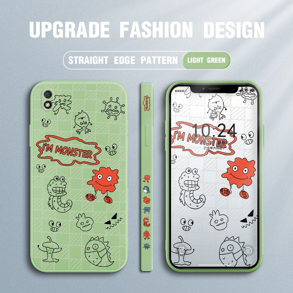 Jizetin for Xiaomi Redmi 9A Case Side Design Phone Cover Printed Text “I Am Monster ” Cover Square Edge Pattern Liquid Silicone Trend Case