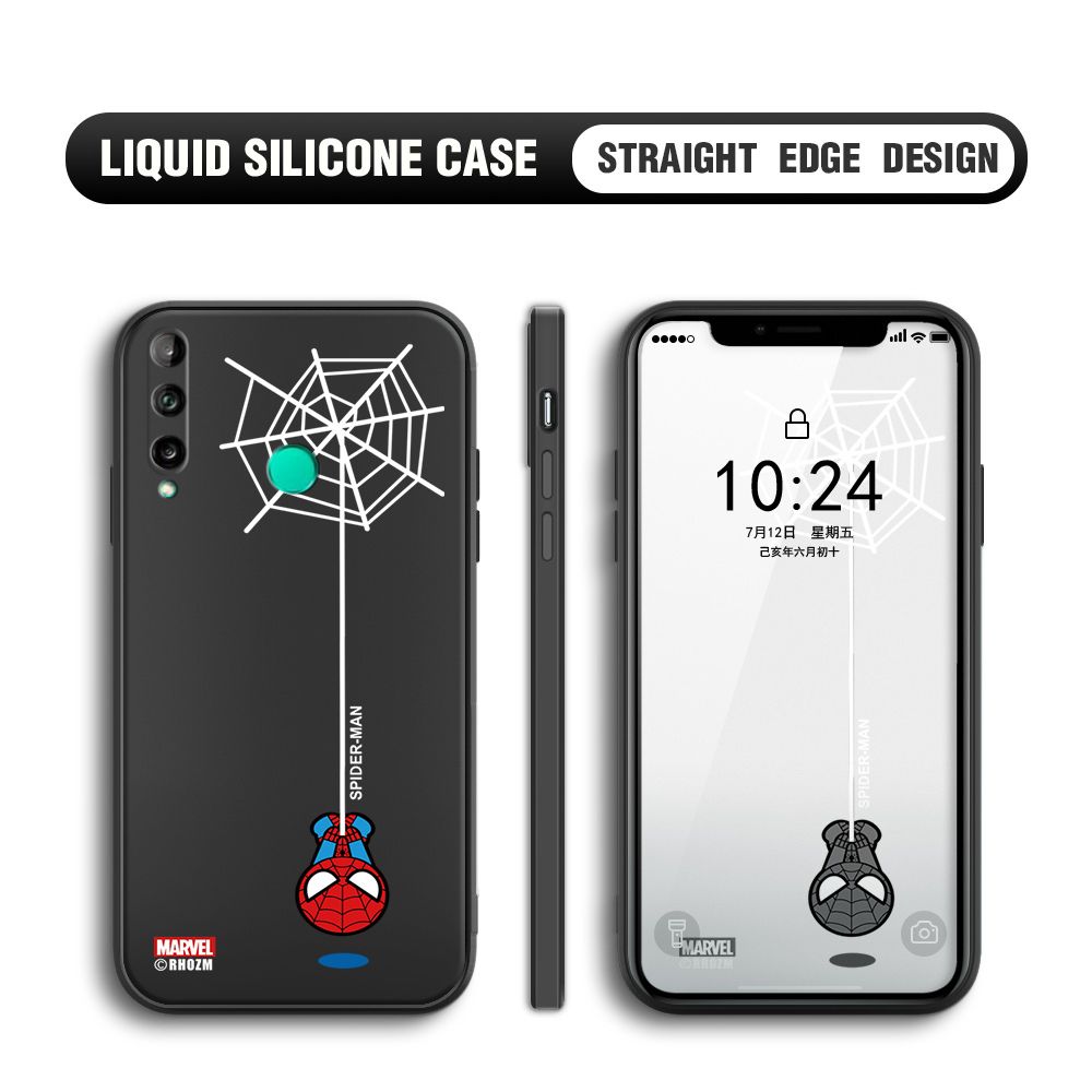 Jizetin for Huawei Y7P / P40 Lite E Back Cover Cute Spiderman For Boys Liquid Silicone Phone Case Soft Full Camera Protect Phone Cases