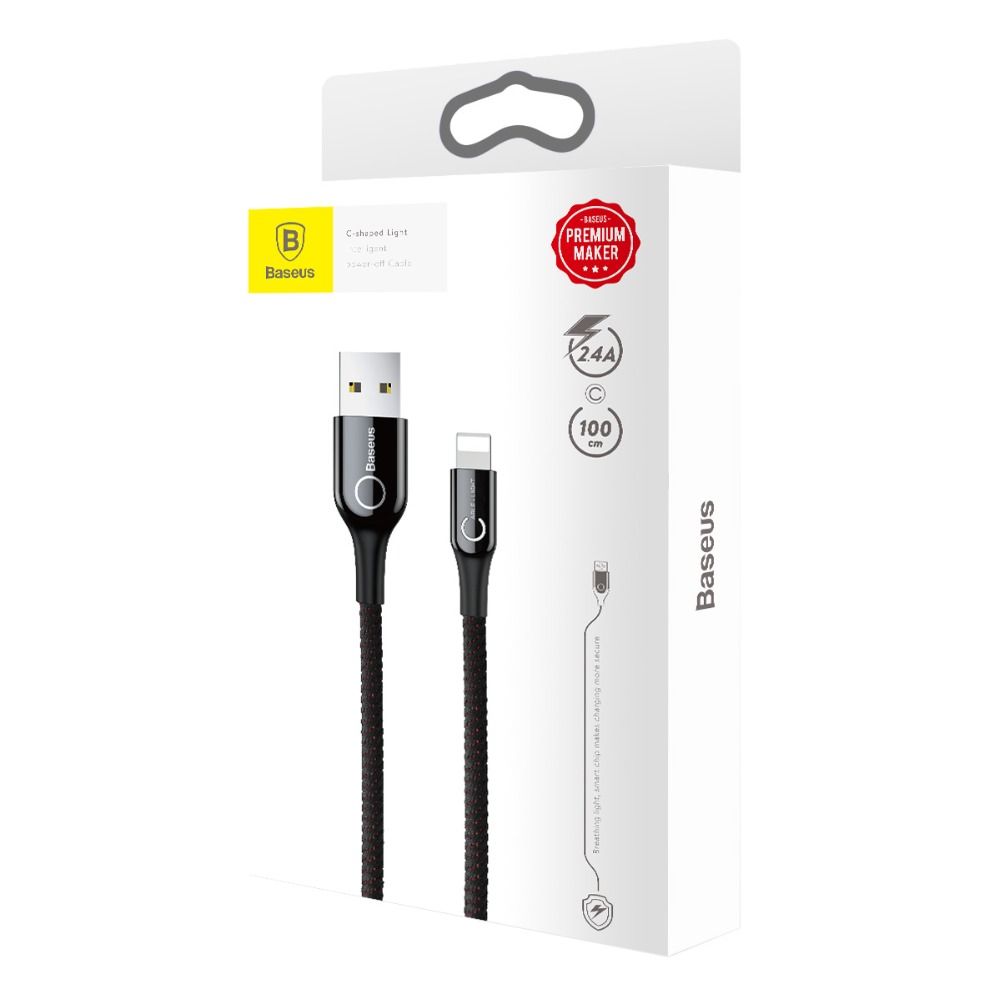 Baseus USB Type C Light Intelligent Power Off Charging Cable 1M _iphone – Black