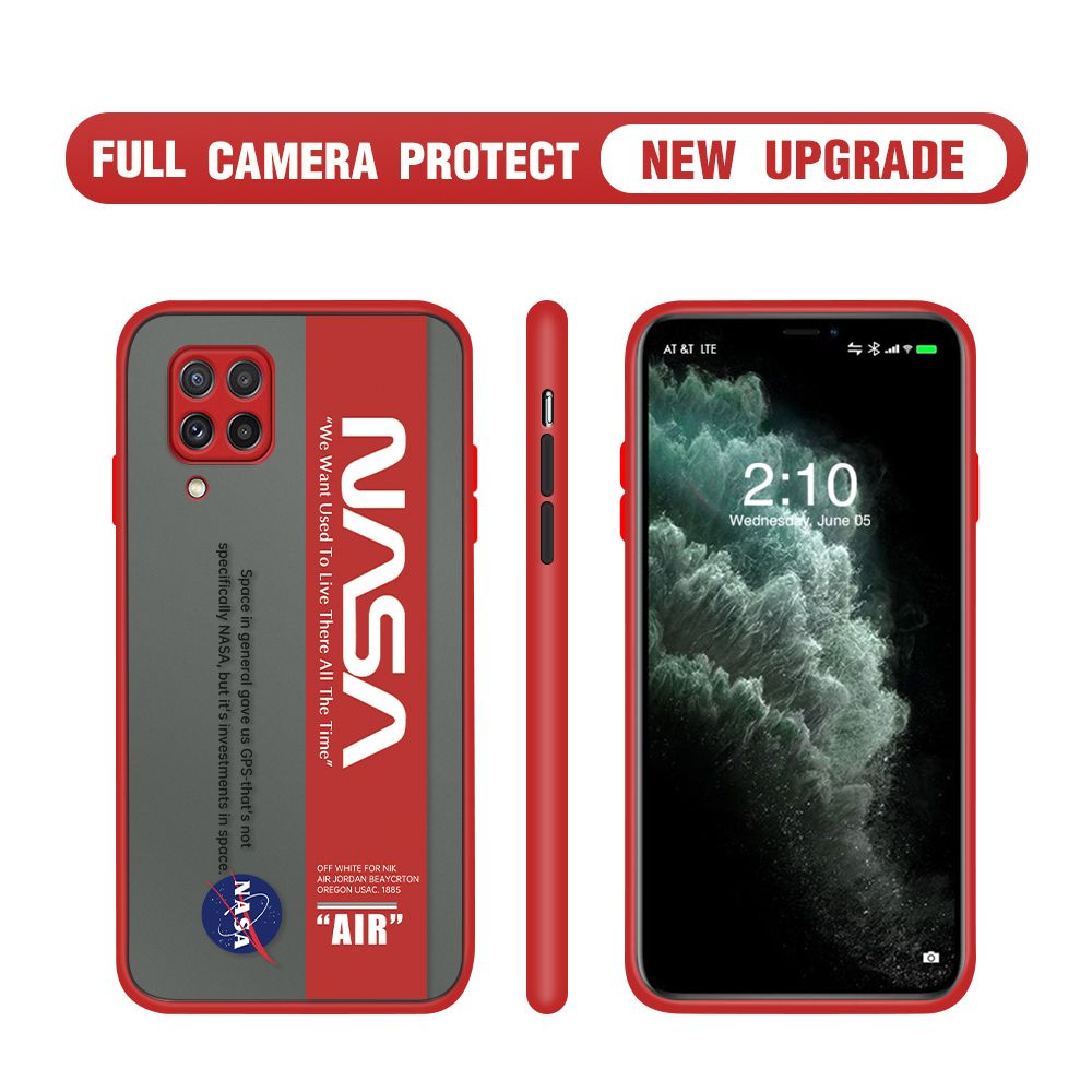 Hontinga for Samsung Galaxy A22 4G M22 Case Astronaut Space Logo Cases Edge Frosted Transparent Phone Cover