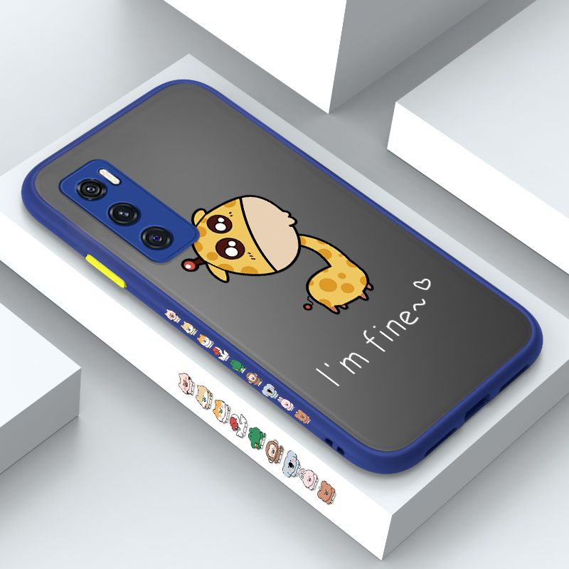 ZeroQiQi for Vivo V20 SE Case Cute Funny Giraffe Side Printing Cover Frosted Ultra Thin Protective Anti Fall Phone Case