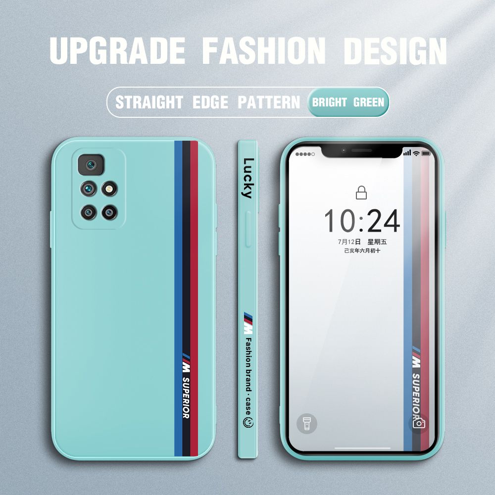 Jizetin for Redmi 10 Back Cover Simple Graffiti Track Side Design Liquid Silicone Phone Case Soft Full Camera Protect Phone Cases